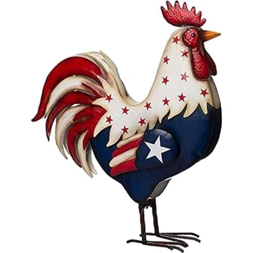 Decoration Patriotic Metal Rooster Porch Figurines Home Decor Statues Home Decor Hand Crafts Ornament Garden Yard Decoration