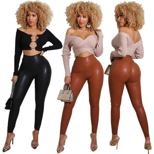 Spring Women Pu Leather Pants Black Sexy Stretch Bodycon Trousers High Waist Long Casual Pencil S-XXL Winter