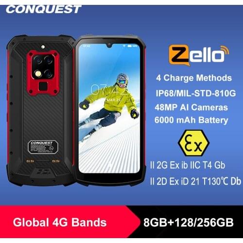 CONQUEST S16 /S16 ATEX IP68 Waterproof Rugged Smartphone Mobile Phone 6.3" Display 8GB 256GB 48MP Android Smartphone Cell Phone