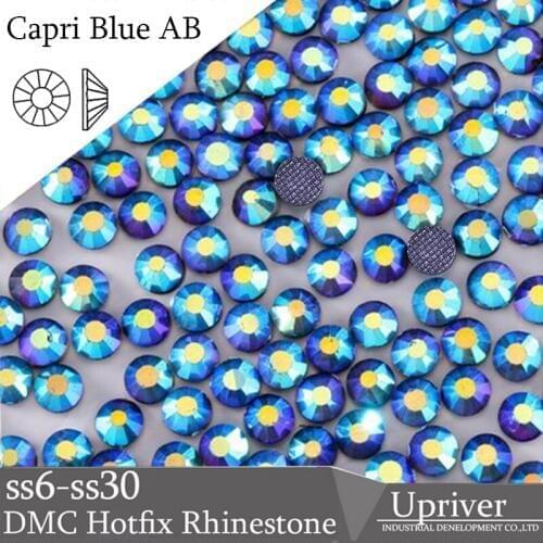 Upriver Capri Blue AB 2-10 Gross Loose Glitter Strass DMC Hotfix Rhinestones