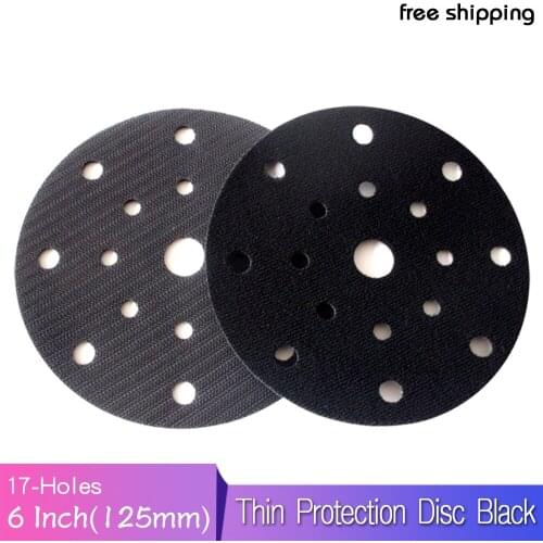 Thin Interface Pad Protection Disc 6 Inch 17 Holes 150mm Black for Sander Polishing & Grinding - Hook and Loop