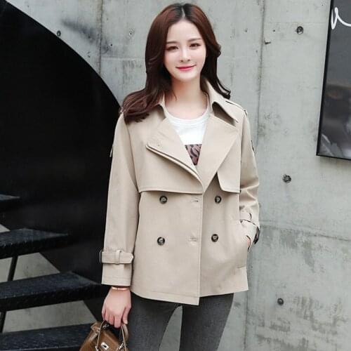 Womens Windbreaker Jacket 2019 New Loose Fashion Double-Breasted Windbreaker Jacket Ladies Elegant Womens Windbreaker A597