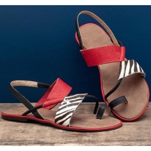 2021 New color matching set toe flat sandals female Korean version wild fashion sandals female plus size