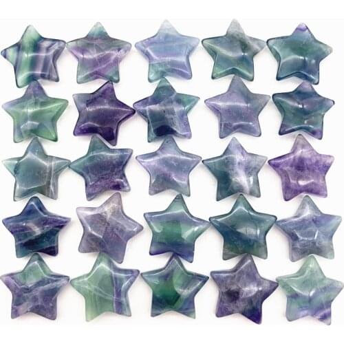 1PC 30mm Natural Colorful Fluorite Crystal Stone Star Shaped Healing Gemstones Polished Gift Use Collection and Home Decor