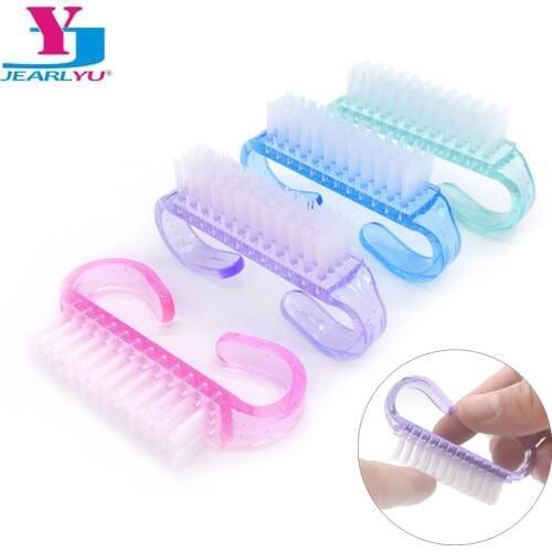 10 Pcs/Lot Acrylic Nail Brush 4 Color Nail Art Manicure Pedicure Soft Remove Dust Plastic Cleaning Nail Brushes File Tools Set