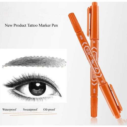 10pcs Microblading Double head Tattoo Marker Pen for Permanent Makeup Eyebrow Lip Skin Marker Tools Accessories PMU Supplies