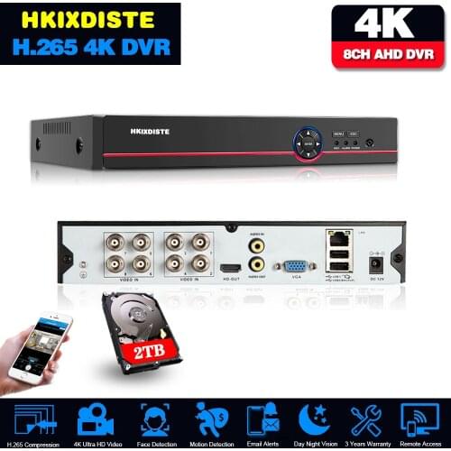 16CH 8CH 4K 1080P 5MP AHD DVR Recorder XMEye View P2P Cloud Video Surveillance Recorder for CVBS TVI AHD Analog Camera IP Camera