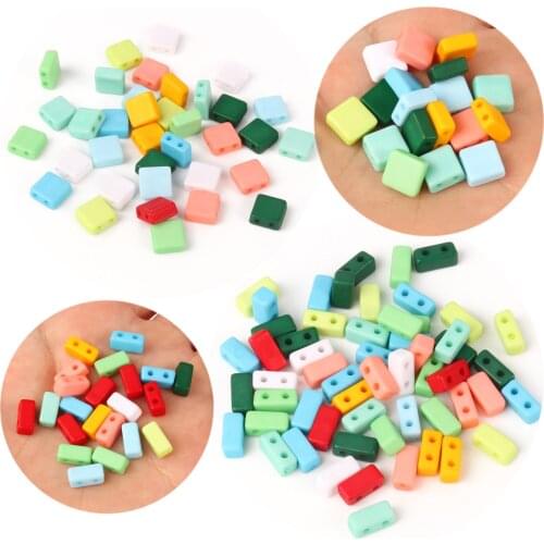 Two Hole Tila Beads Candy Color Acrylic Seeds Beads for Needlework DIY Jewelry Making Charm Miyuki Vintage Bracelet Accessories