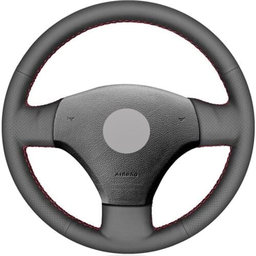 Black PU Faux Leather DIY Hand-stitched Car Steering Wheel Cover For Volkswagen Bora 2001 2002 2003 2004 2005