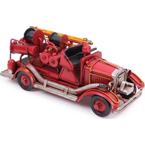 Decorative Metal Car Fire Truck - Trinket, Miniature, Gift, Nostalgic, Vintage, Handmade, hand Painted, Quality Durable