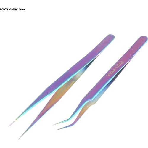 HELTC Rainbow Colorful Stainless Steel Tweezer Rhinestone Picker Tool Straight Or Curved Tweezer DIY Electronics Repair Tools