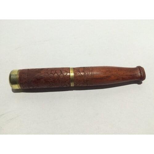 Chinese natural wooden carving grind arenaceous wood cigarette holder and pipe in mouth
