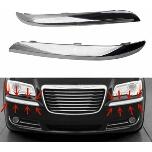 2Pcs Chrome Car Front Bumper Trim Set LH & RH for Chrysler 300 Accent 2011-2013 2014 68127941AB 68127940AB