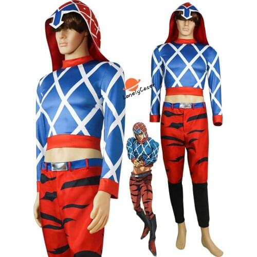 Anime JoJos Bizarre Adventure Guido Mista Cosplay Costume Golden Wind Hat Top Pants Belt All Set Halloween Christmas Party Suit