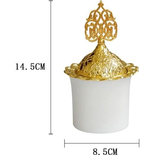 Simple Modern White Frosted Ceramic Gold Metal Islamism Censer Middle East Arabian Incense Burner Golden Islam Arabian Censer