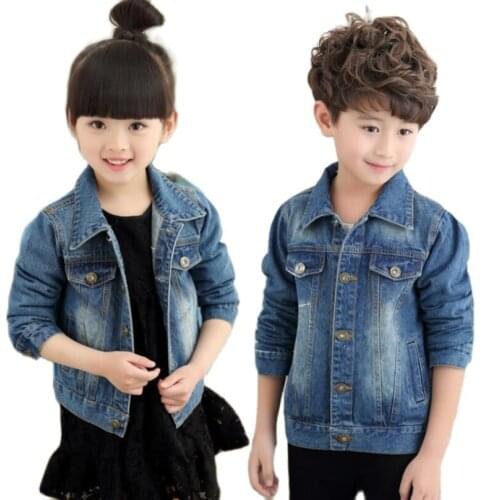 Spring-Fall demin jacket for girls boys cowboy coat 3-13T kids outwear high quality children tops jeans fashionable child shirt