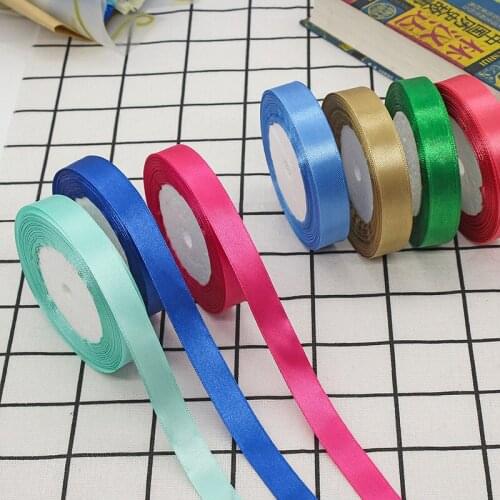 220m 15mm Satin Ribbon Wholesale Gift Packing Christmas Decoration Handmade Diy Ribbons Roll Fabric New Year Tape Pink Red Blue