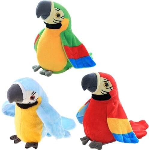 Multifunctional Electric Plush Parrot Speaking Talking Repeats Waving Simulation Bird Early Education Toy Gift