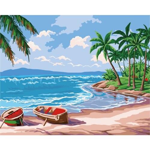 Seascape DIY Painting By Numbers Wall Art Decor Handpainted Modern Oil Painting on Canvas for Living Room Gift Artwork