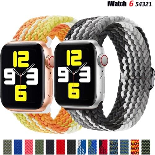 Braided Solo Loop For Apple watch band 44mm 40mm 38mm 42mm Nylon Adjustable Elastic belt bracelet iWatch series 3 4 5 se 6 strap
