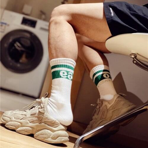 1pair Fashion White Number Pattern Socks Gay Sexy Men Sports Male Streetwear Sock Comfortable Socks