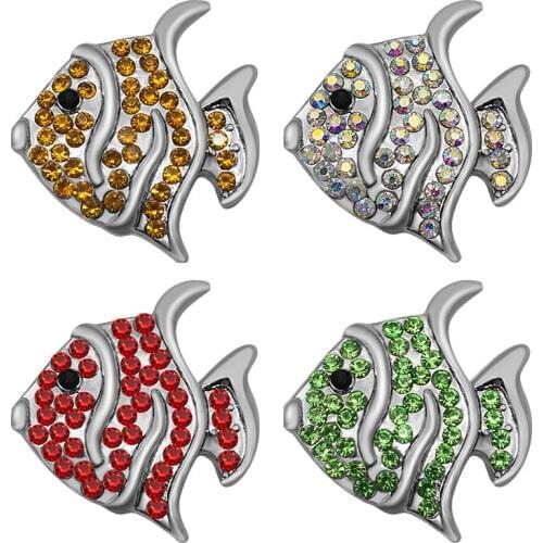 New KZ3165 Beauty Rhinestone lovely fish 20MM snap buttons fit 18mm snap jewelry wholesale