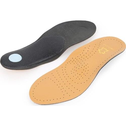 EU35-46 High Quality Leather Orthosis Insoles For Flat Feet Arch Support Orthopedic Silicone Sneakers Leather Insoles Men Women