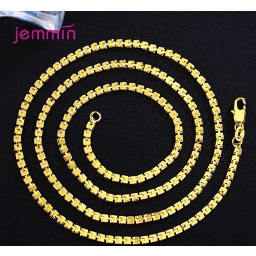 Korean Trendy Hip Hop Choker Chain Necklaces Neck Accessory Width 2mm Metal Gold Color Necklace With Lobster Clasps DIY Jewelry