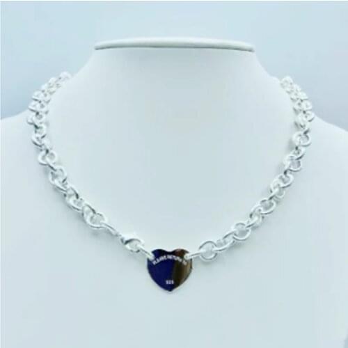 1:1 Original 925 Sterling Silver Classic Exquisite Heart-Shaped Double-Hole Pendant Necklace, Set Off Ladies Temperament Gift