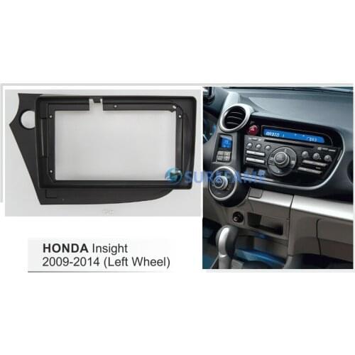 9 inch Car Fascia Radio Panel for HONDA Insight 2009-2014 (Left Wheel) Dash Kit Install Facia Console Bezel Adapter Plate Trim
