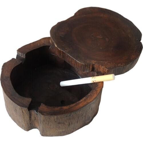 Creative Wood Ashtray Personality Smoke Solid Wooden with Lid Ashtray Spa Table Decoration Smoking Cigarette Ashtrays