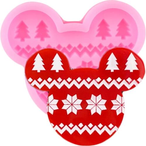 Christmas Snowflake Mouse Head Phone Grip Silicone Mold Badge Reel Keychain Epoxy Resin Mold Necklace Making Jewelry Moulds