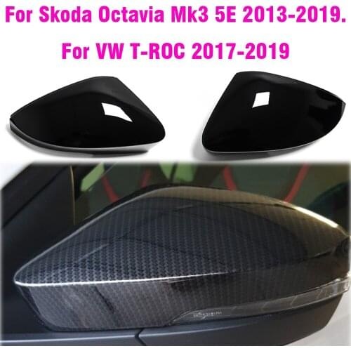 Side Wing Mirror Caps Cover For Skoda Octavia Mk3 A7 5E Replacement 2014 2015 2016 2017 2018 2019 For VW T-ROC 2017-2019