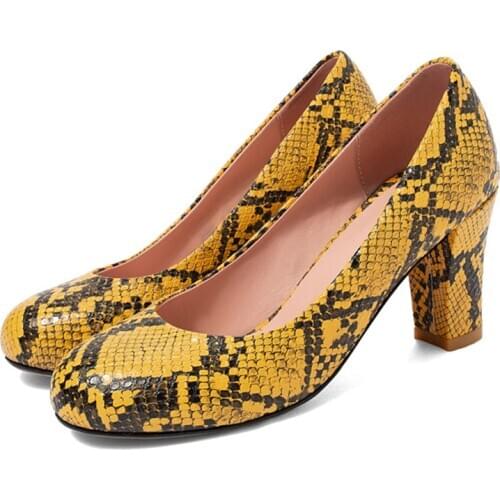Fashion Snake Print Designer High Heels Shoes Sexy Brand Women Heels Large Size 47 Women Shoes Wedding Office Pumps Red Yellow