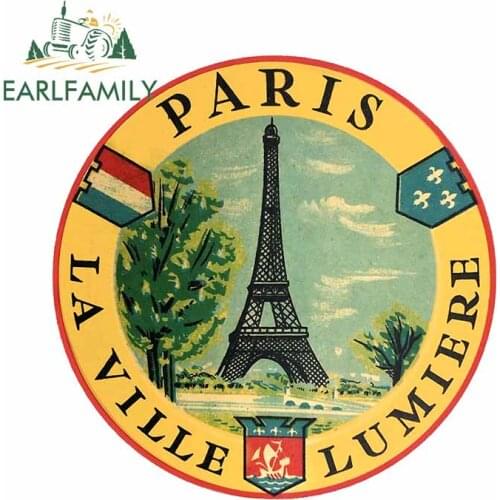 EARLFAMILY 13cm x 12.7cm For Paris France Eiffel Tower Vinyl Graphic Decal Graffiti Car Sticker Fashion Waterproof For JDM SUV