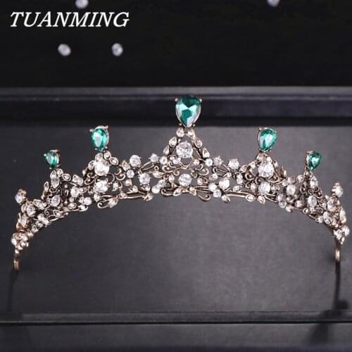 Vintage Silver Color Bridal Crown Crystal Wedding Hair Ornament Crystal Bridal Tiaras Headdress Princess Girl Crown Hair Jewelry