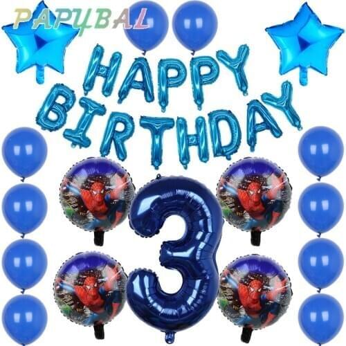 1set Marvel Super Spider Hero Man Foil Balloon 1 2 3 4 Birthday Party Decorations 30inch Red Blue Number Balloon Kids Toys
