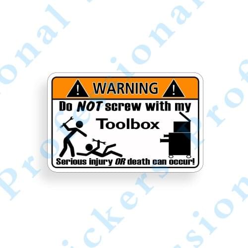 Funny stickers Toolbox Warning Sticker Tool Box Garage Shop Mechanic Wall Door Window Decal Motorcycle Vinyl Decals