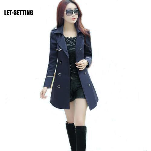 Autumn new women coat temperament ladies section thin and long sections large size windbreaker LET-SETTING