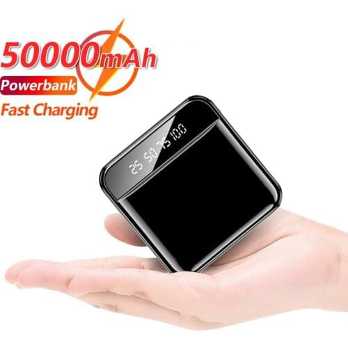 2021 50000mAh Mini Power Bank Portable External Battery Phone Charger for Huawei IPhone Xiaomi with Dual USB LED Digital Display