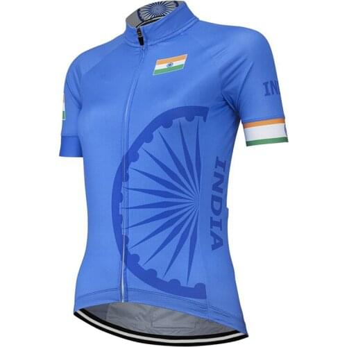 2020 India Women Blue Cycling Jerseys Customized Bike Road Mountain Race Short Tops Bicycle Clothes Racing clothing
