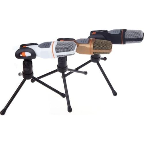 3.5mm Audio Wired Stereo Condenser Microphone With Holder Clip For Chatting Singing Karaoke PC Laptop SF-666