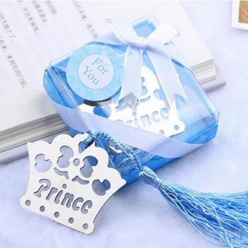 50PCS Prince Princess Crown Bookmarks birthday Christening Bridal Baby Shower Favor gift baby shower souvenir