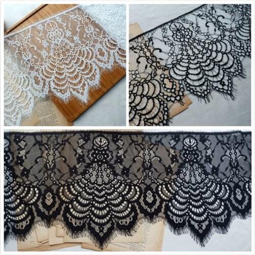 6M/Lot 26CM Wide Eyelash Lace Trim Wedding Dress Diy Lace Fabric Craft Clothing Skirt Splice Curtain Cloth Art Materials