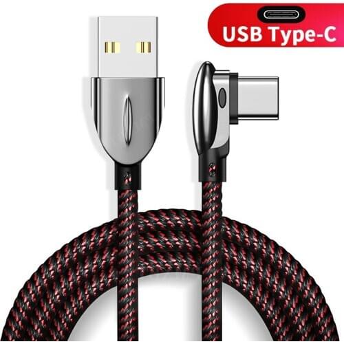 90 Degree USB Type C Cable Super Fast Charging For Huawei P40 P30 QC3.0 Quick Charge For Xiaomi Mi10 9 Data Cable USBC Wire Cord