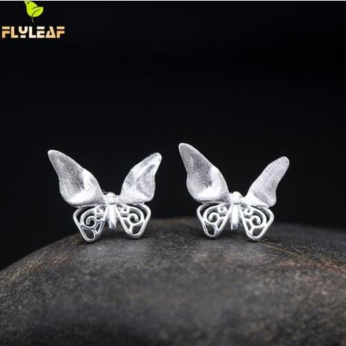 925 Sterling Silver Handmade Butterfly Stud Earrings For Women Original Design Female Vintage Style Fine Jewelry Spring New