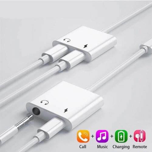 Charger Audio Adaptador Jack Adapter For iPhone 12 11 Max Headphone Adapter For Lightning To 3.5 3 5 mm Jack Headphone Splitter