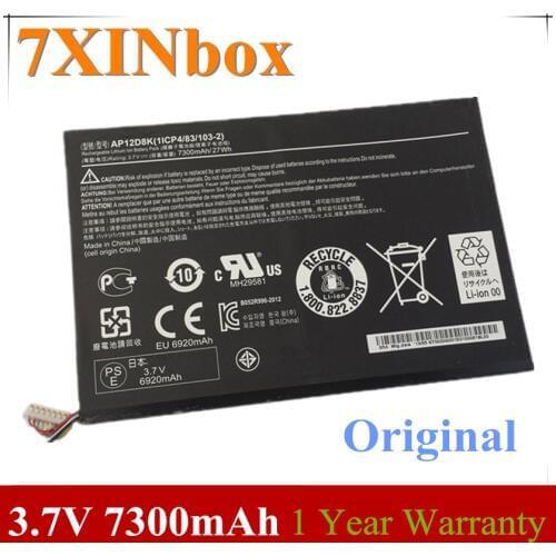 7XINbox 3.7V 7300mAh Original AP12D8K Battery For Acer Iconia Tab W510 W510P W510-1431 W510-1620 W510P-1867 P3-171 A3 (A3-A10)