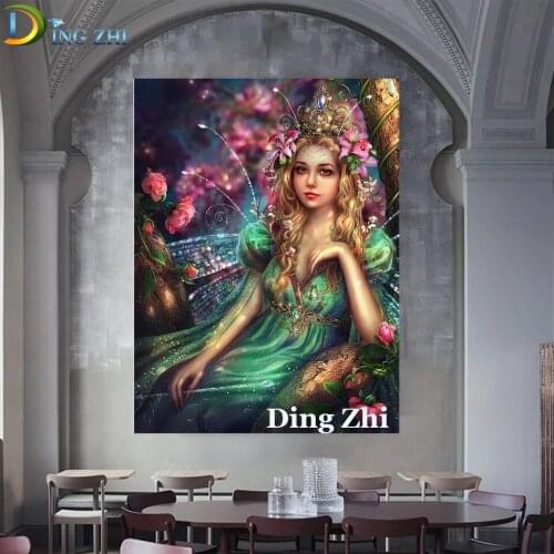 DIY Full Drill 5D Diamond Painting Cartoon Girl Flower Butterfly Fairy Mosaic Cross Stitch Embroidery Rhinestone Decoration Gift