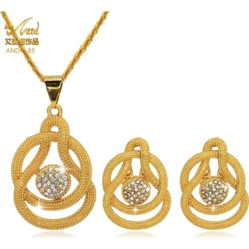 ANIID Gold Plated Jewellery Set Necklace Earings Dubai Wedding Bridal Crystal Statement Bridesmaid Wholesale Trendy Bollywood